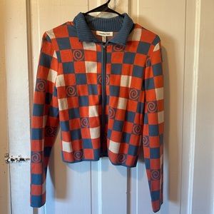 Another Girl Checkerboard Zip Up Jacket